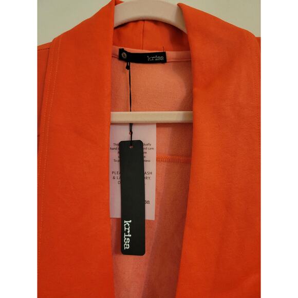 NWT Revolve Krisa Coated Orange Drapey Blazer Jacket S - Picture 3 of 4